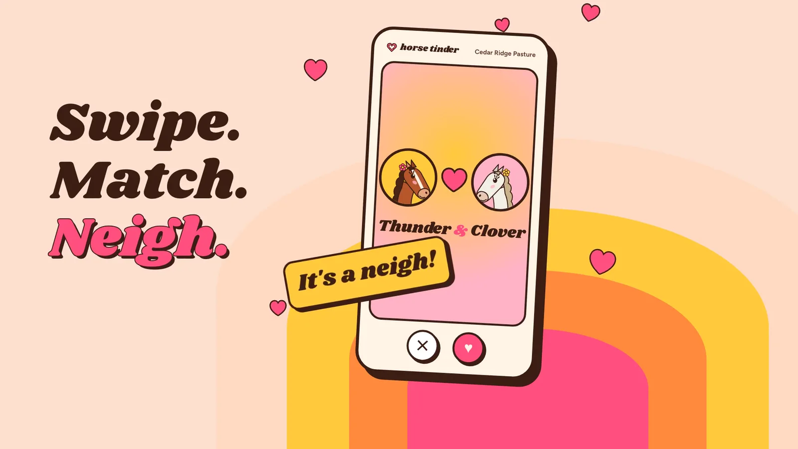 Swipe, match, neigh: the app screen animating in