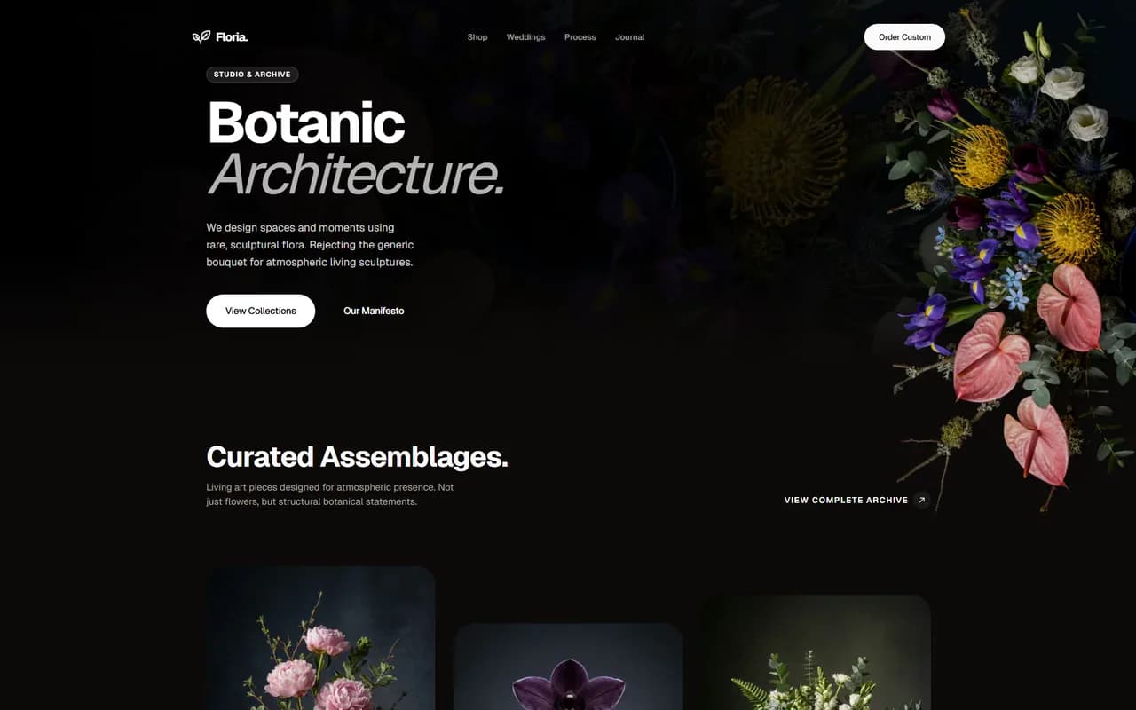 Scroll through Floria, an example landing page built with the skill
